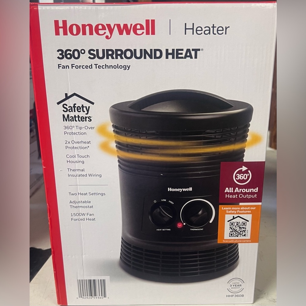 NEW Honeywell 360° Surround Heat Space Heater Warm Cozy Home Office Livingroom - Picture 8 of 10